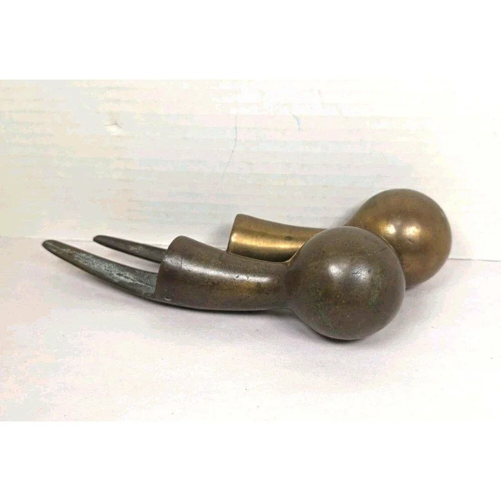 2 Vintage Antique Brass Horse Harness Hame Ball Knob Cane Handle
